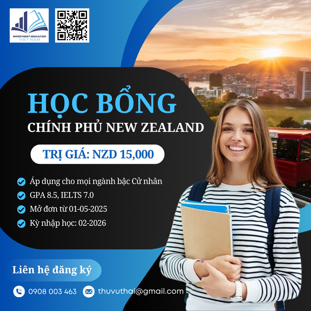 HOT: HỌC BỔNG CHÍNH PHỦ NEW ZEALAND TRỊ GIÁ NZD 15,000